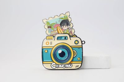 Chaozhou camera shaped fridge magnet with colorful scenery and cartoon character